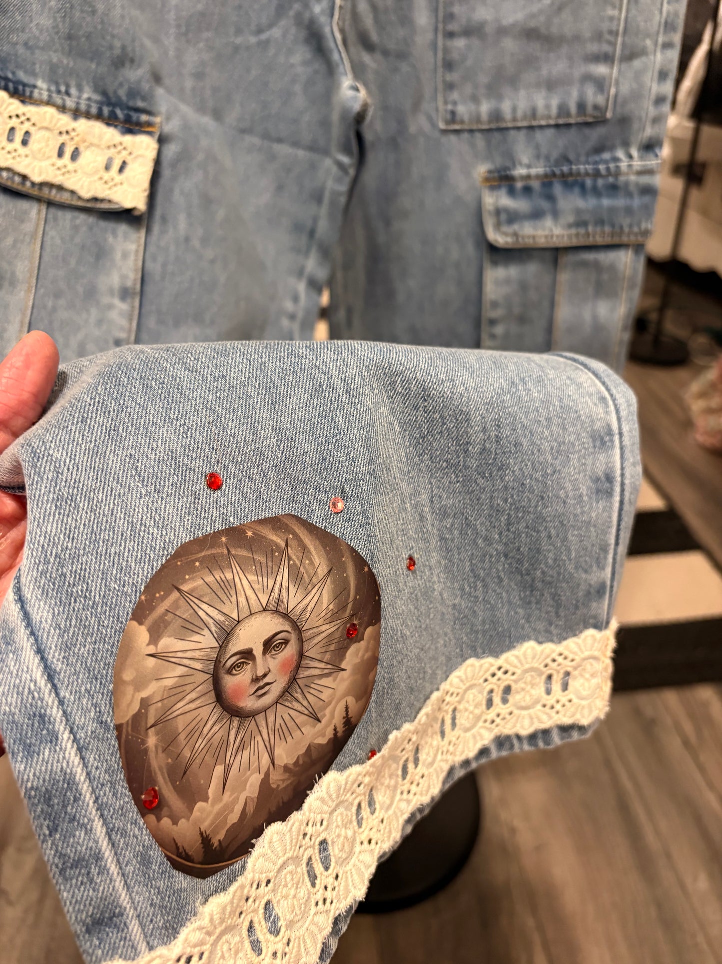 Blaire Refashioned Junk Jean Cargo Pants Size Small 2/4