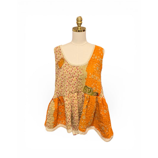 Van Gogh Upcycled Vintage Kantha Quilt ART Tank One Size Fits A Small to XXL Oversized