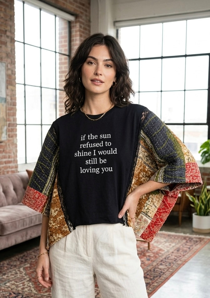 Still Be Loving You Upcycled Kantha Poncho One Size Fits a Small to XL