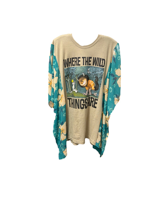 Wild Things Upcycled Drop-Sleeve Tee One Size Fits a Large to 3X