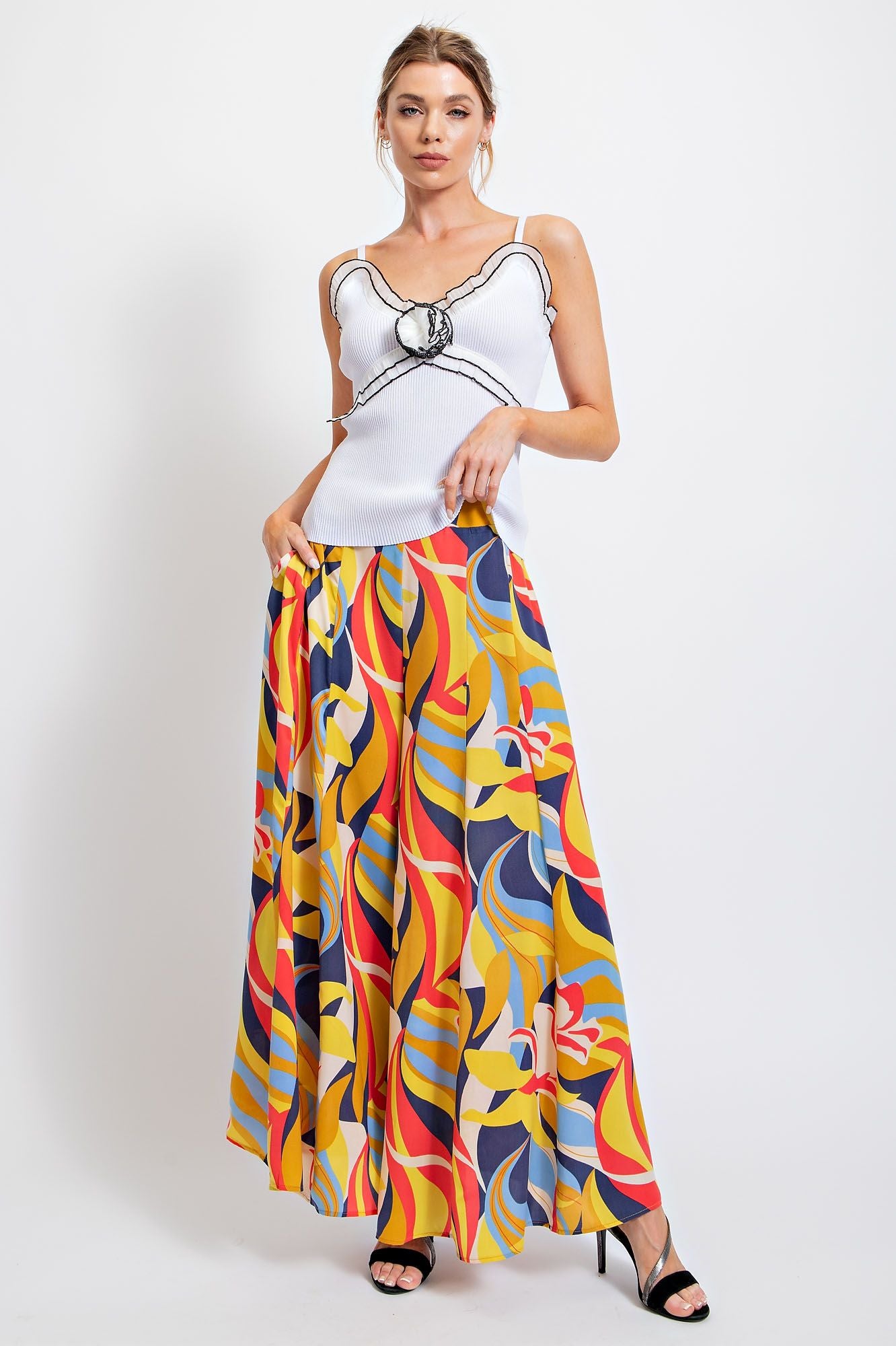 Mirabelle Satin Wide Leg Pants