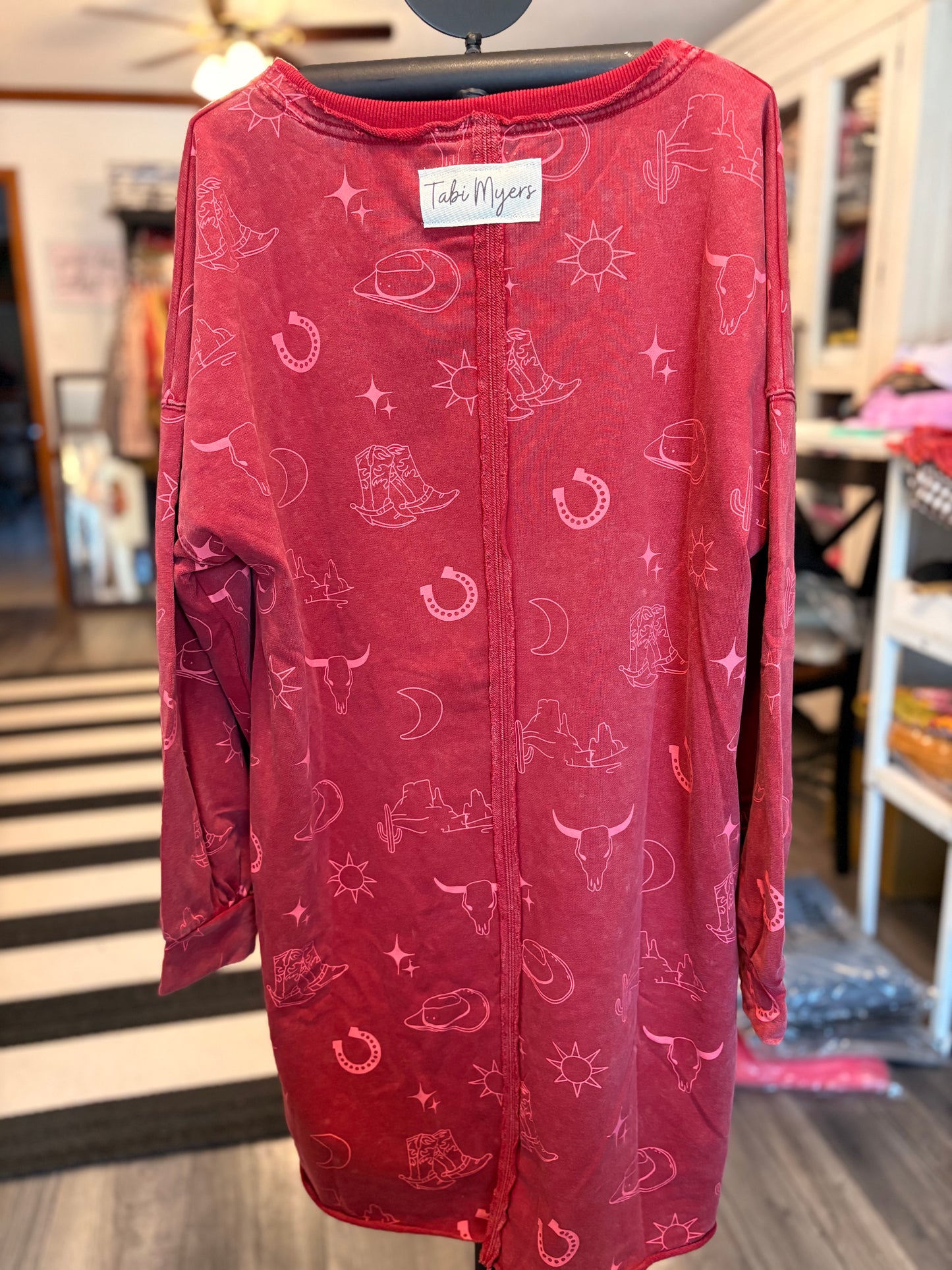 Kick Up Dust Upcycled Oversized Sweatshirt Long Length Fits Small-Large