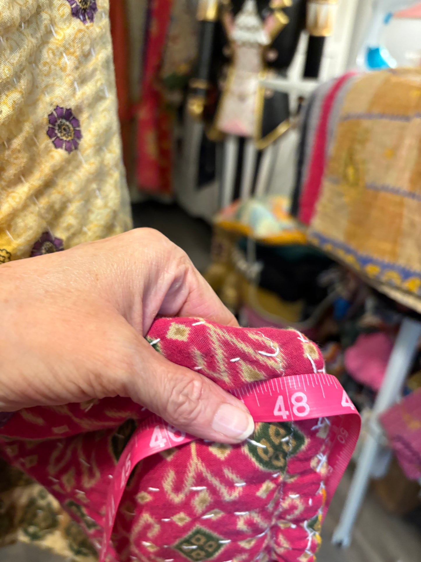 AC/DC Upcycled Vintage Kantha Poncho Tee Fits A Size Small to 3X