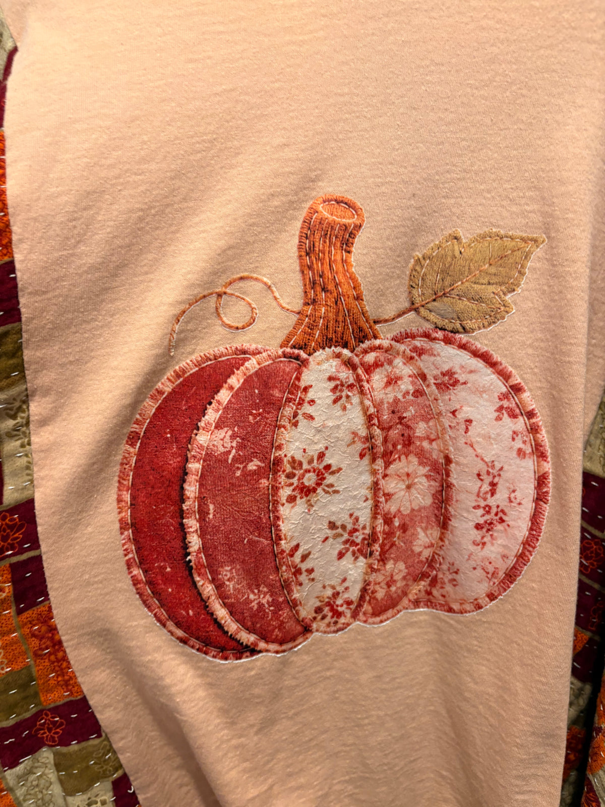 Pretty Pumpkin Vintage Kantha Poncho One Size Fits a Small to XXL