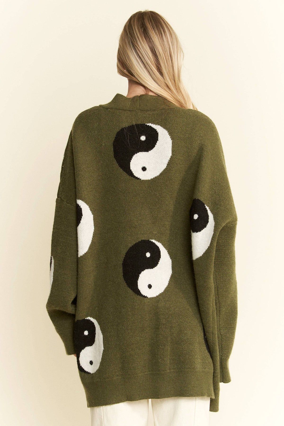 OVER SIZED YIN YANG CARDIGAN: OLIVE (Copy)