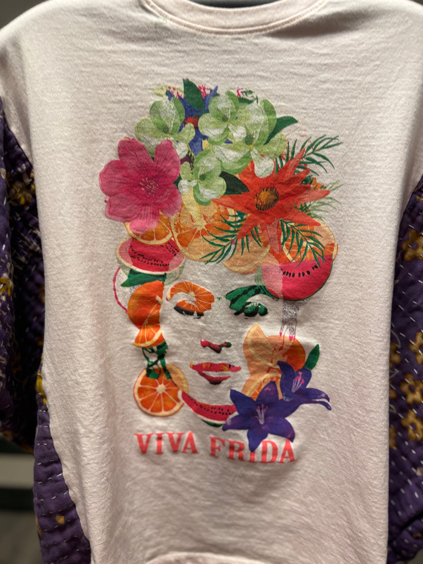 Frida Vida Upcycled Vintage Kantha Poncho Tee Fits A Size Small to XL
