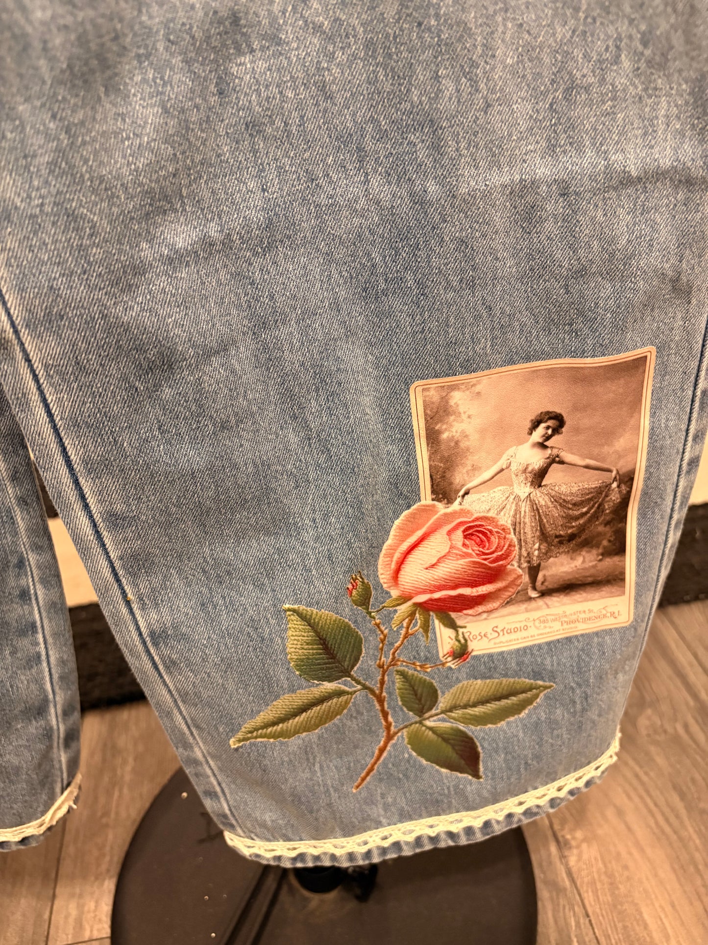 Millie Refashioned Junk Jean Cargo Pants Size Large 10/12