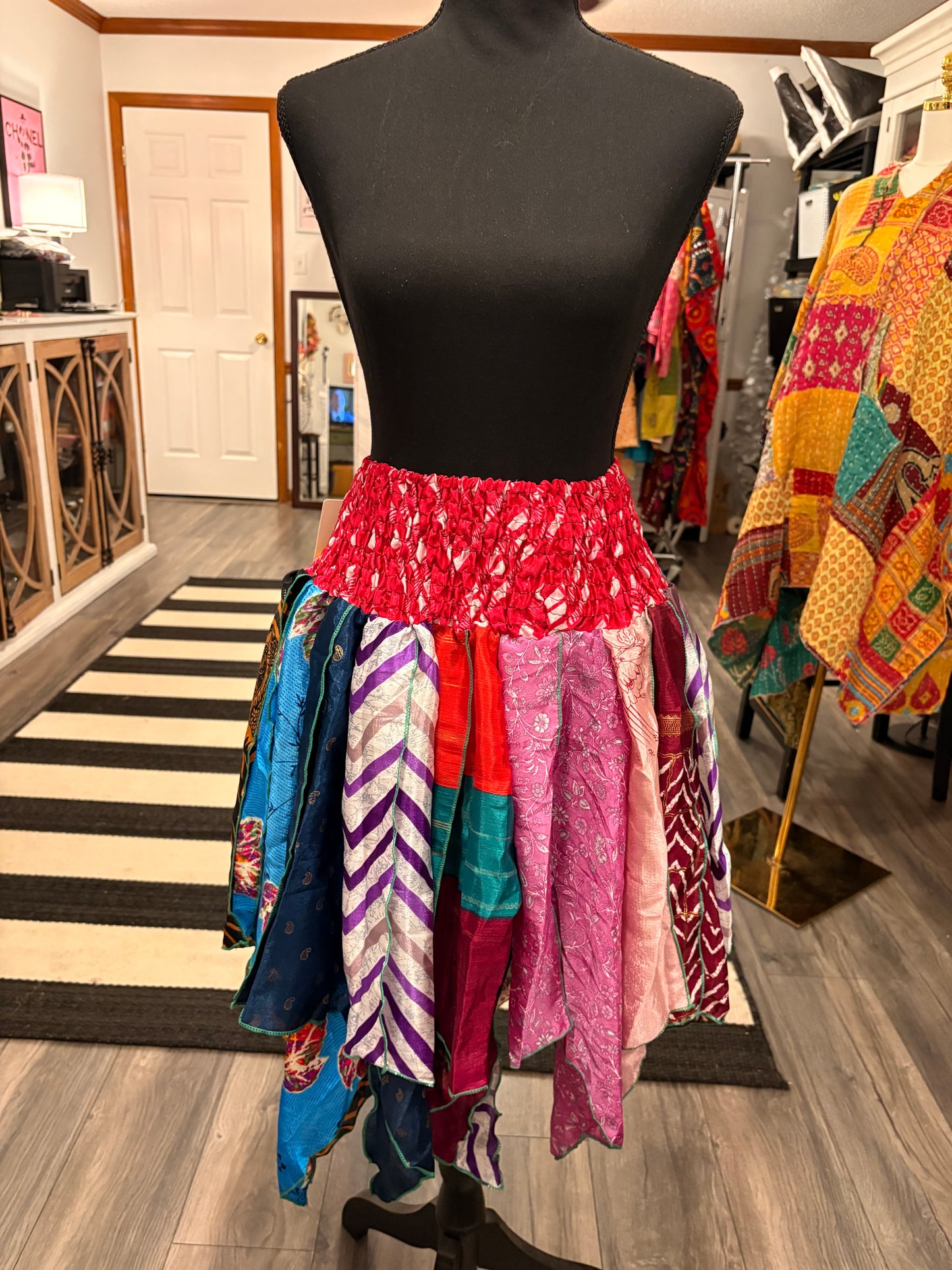Connie Pixie Diamond Cut Printed Asymmetric Skirt One Size Fits A Size 2-18