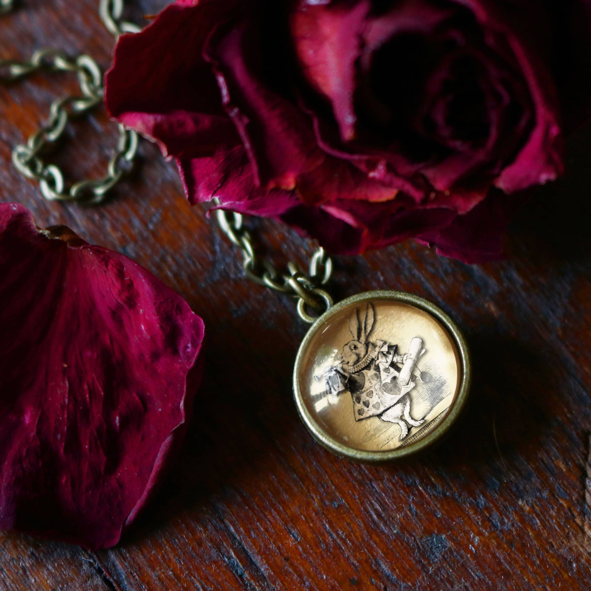 Alice in Wonderland White Rabbit Simple Pendant Necklace