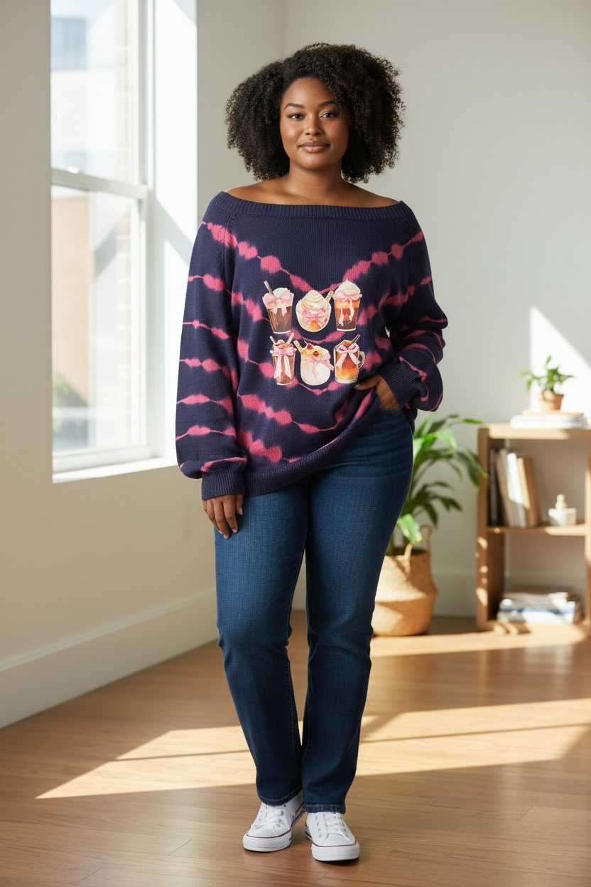 I Like it Iced Upcycled Oversized Sweater Fits Large/XL