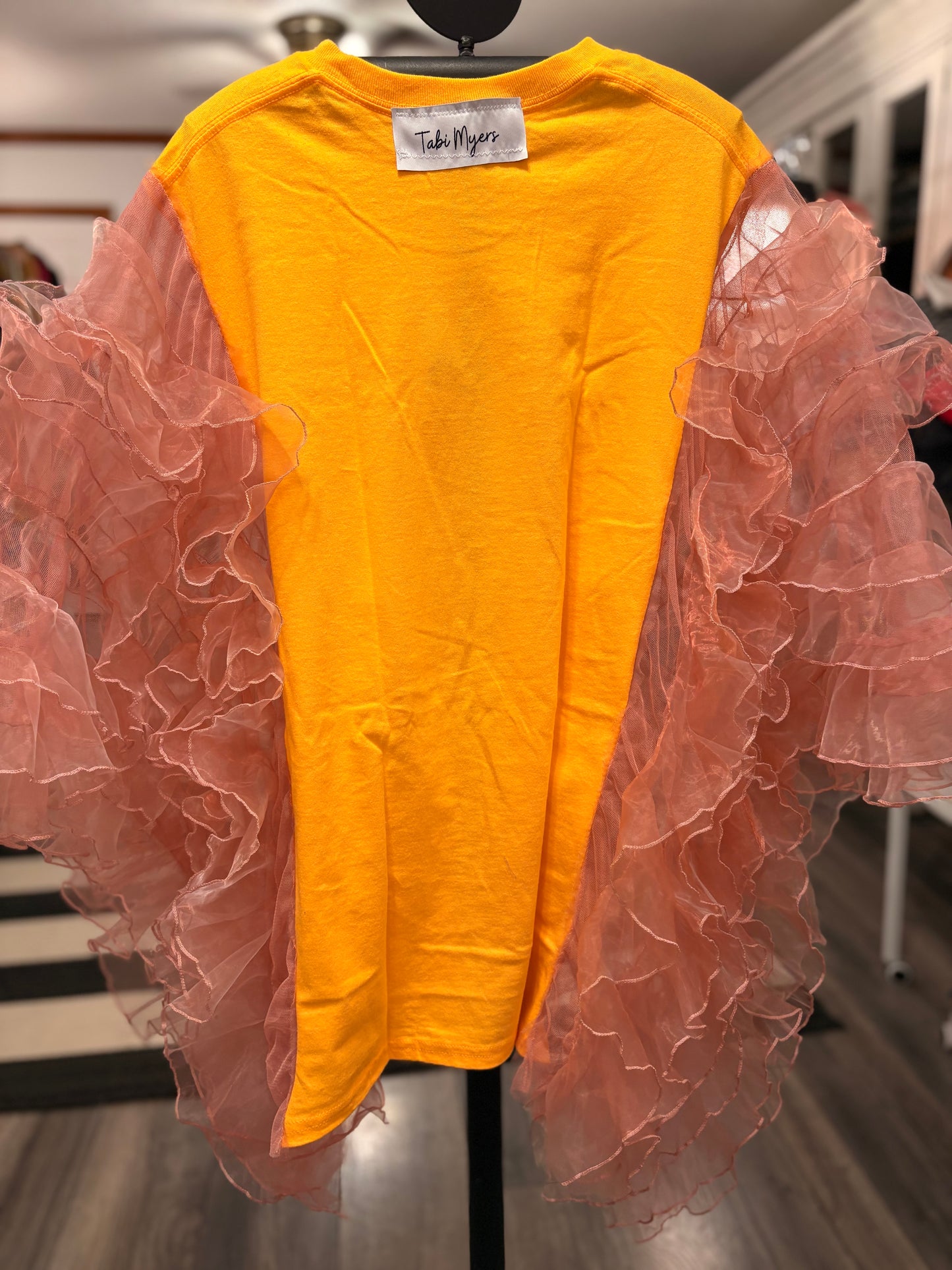 Dolly in Pink Rockstar Ruffle Top One Size Fits a Small to XXL