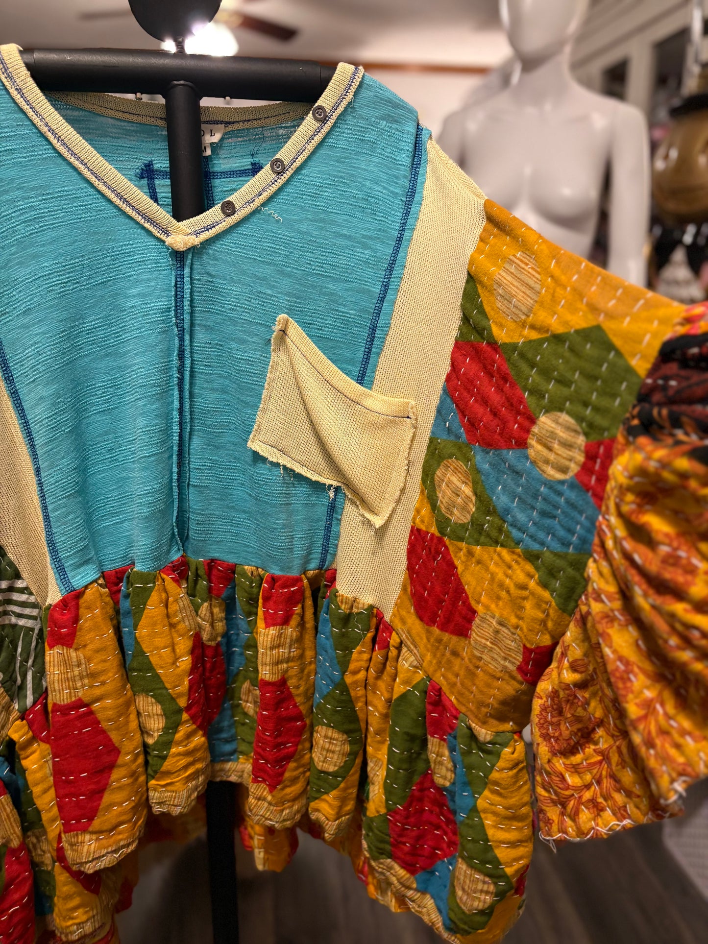 Let’s Party Upcycled Vintage Kantha Dress/Long Shirt One Size Fits Most