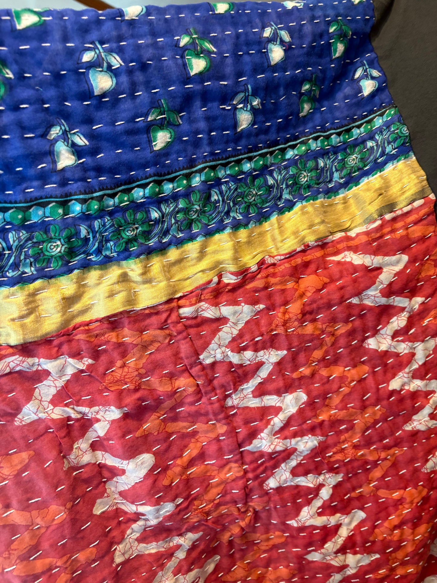 My FAVORITE Album Cover Upcycled Vintage Kantha Quilt Poncho Tee One Size Fits a Large to 3X