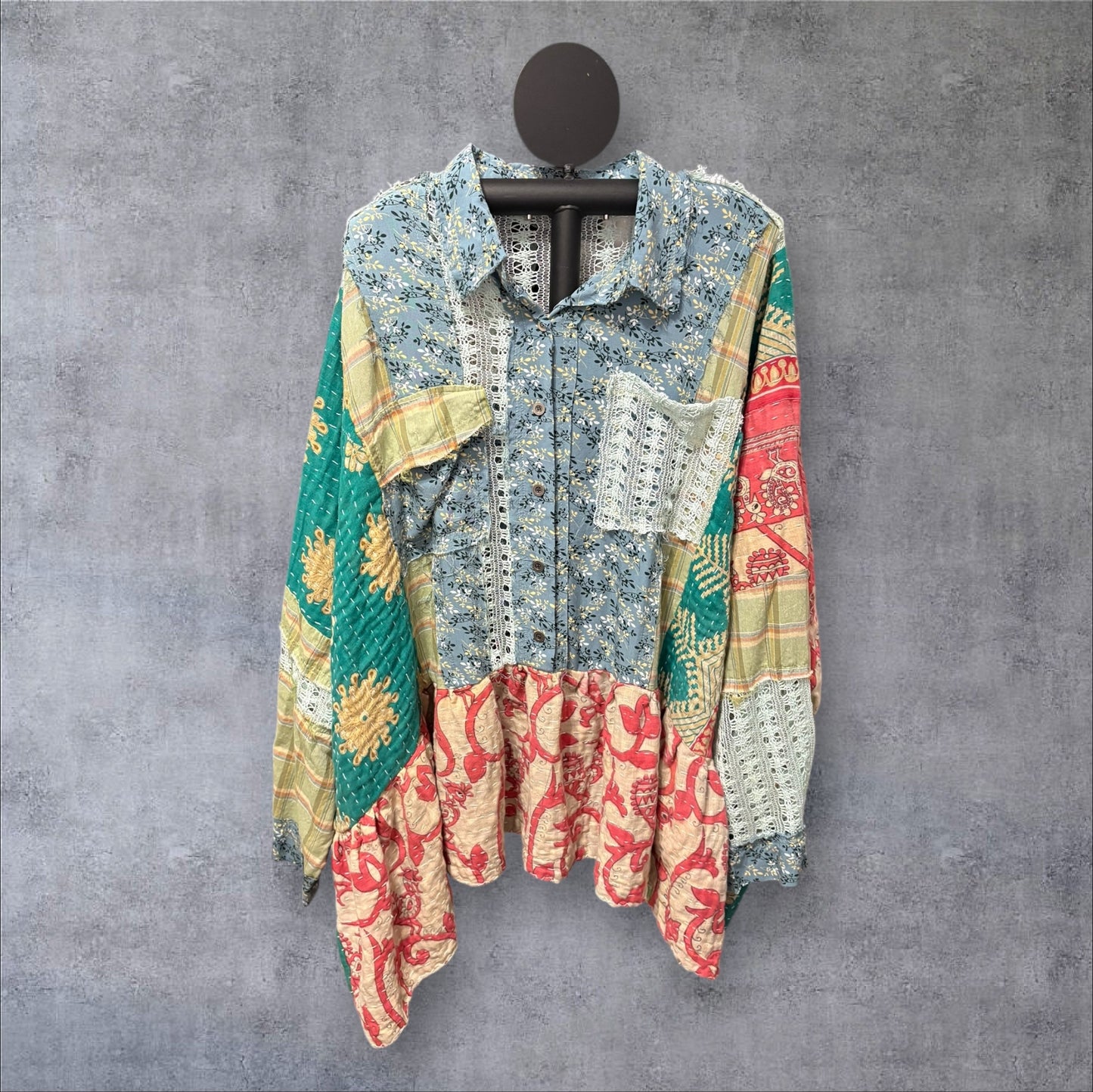 Ophelia Upcycled Vintage Kantha Dress/Long Shirt One Size Fits Most