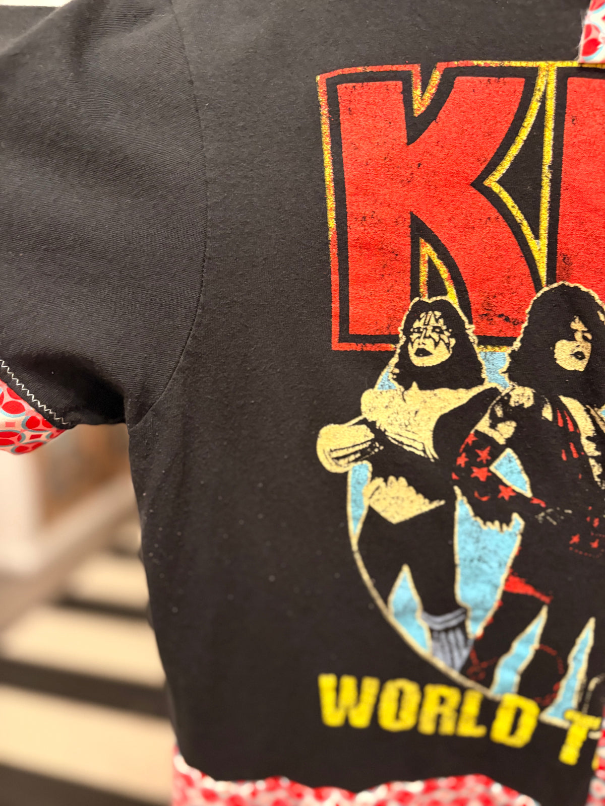 Red Kiss Glam Upcycled Tee One Size Fits a Small to Large
