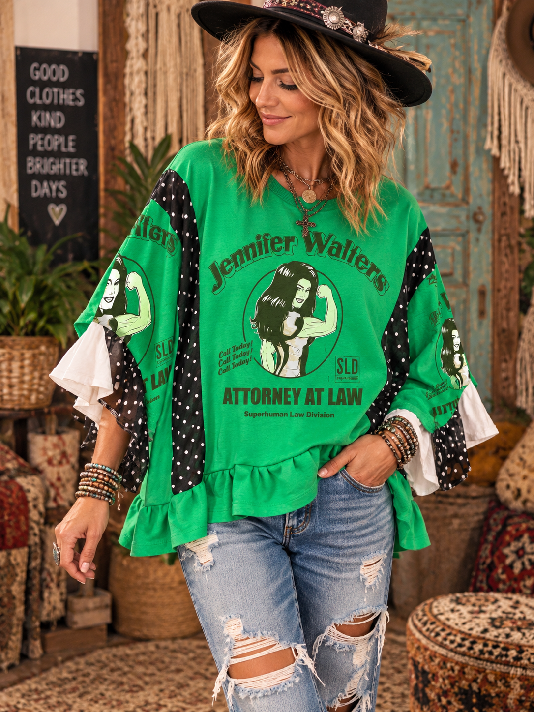 She’s a Lot of Woman Patchwork  Tee One Size Fits a Small to XL