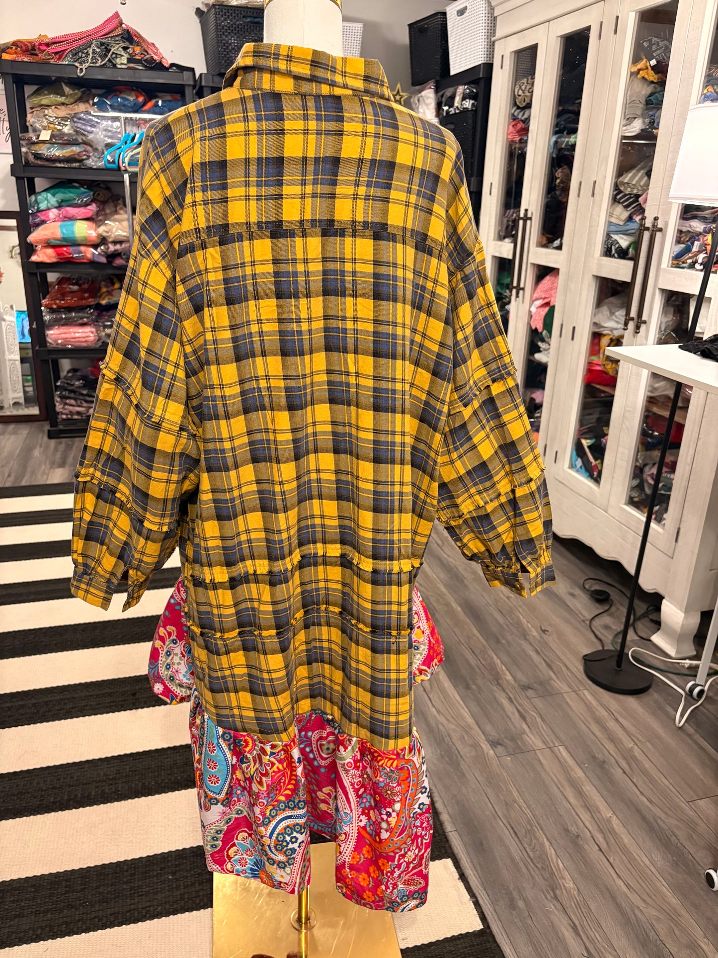 Marian Upcycled Oversized Frayed Flannel Dress One Size Fits a Small to XXL