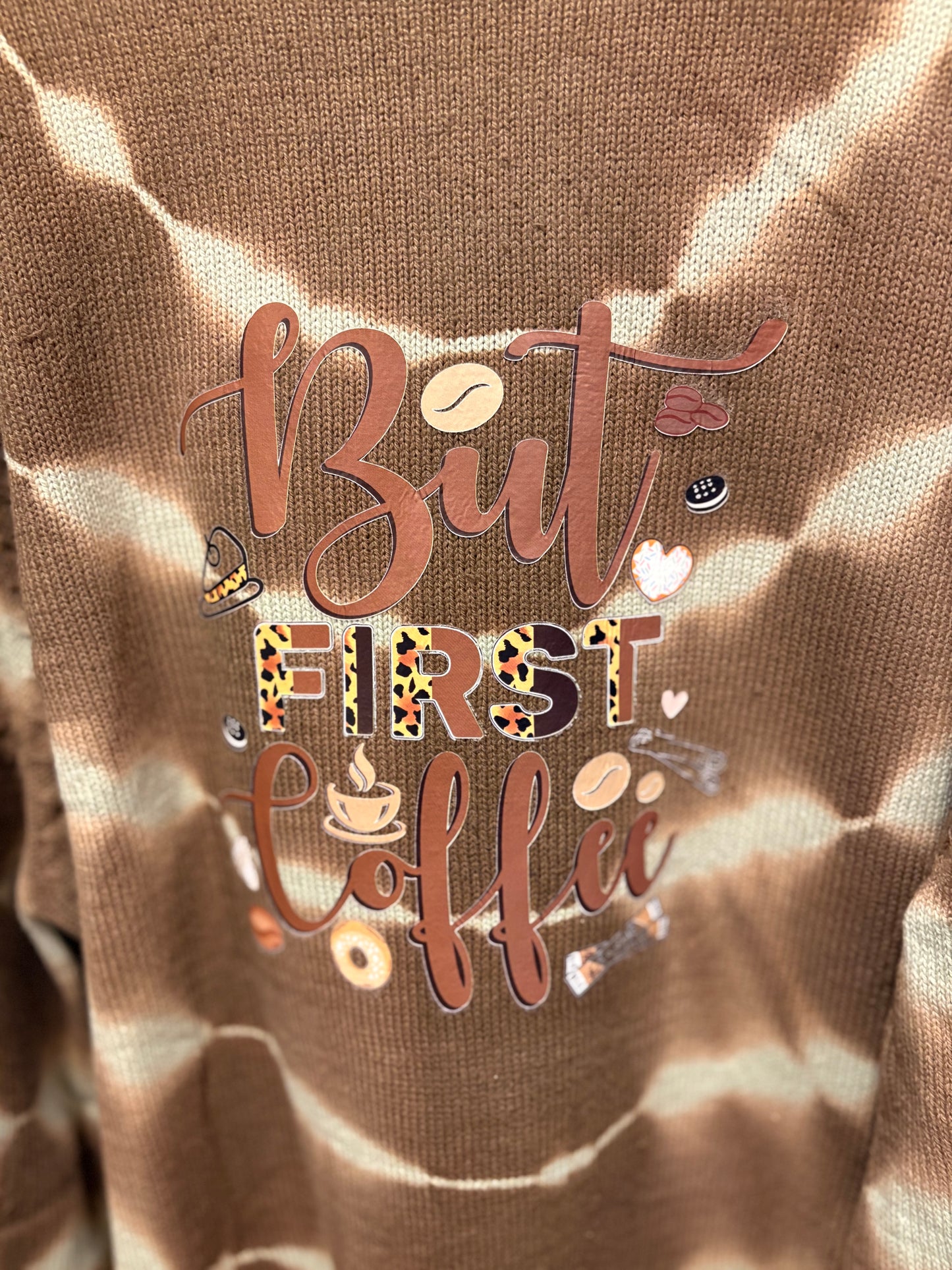 Coffee First Upcycled Oversized Sweater Fits Large/XL