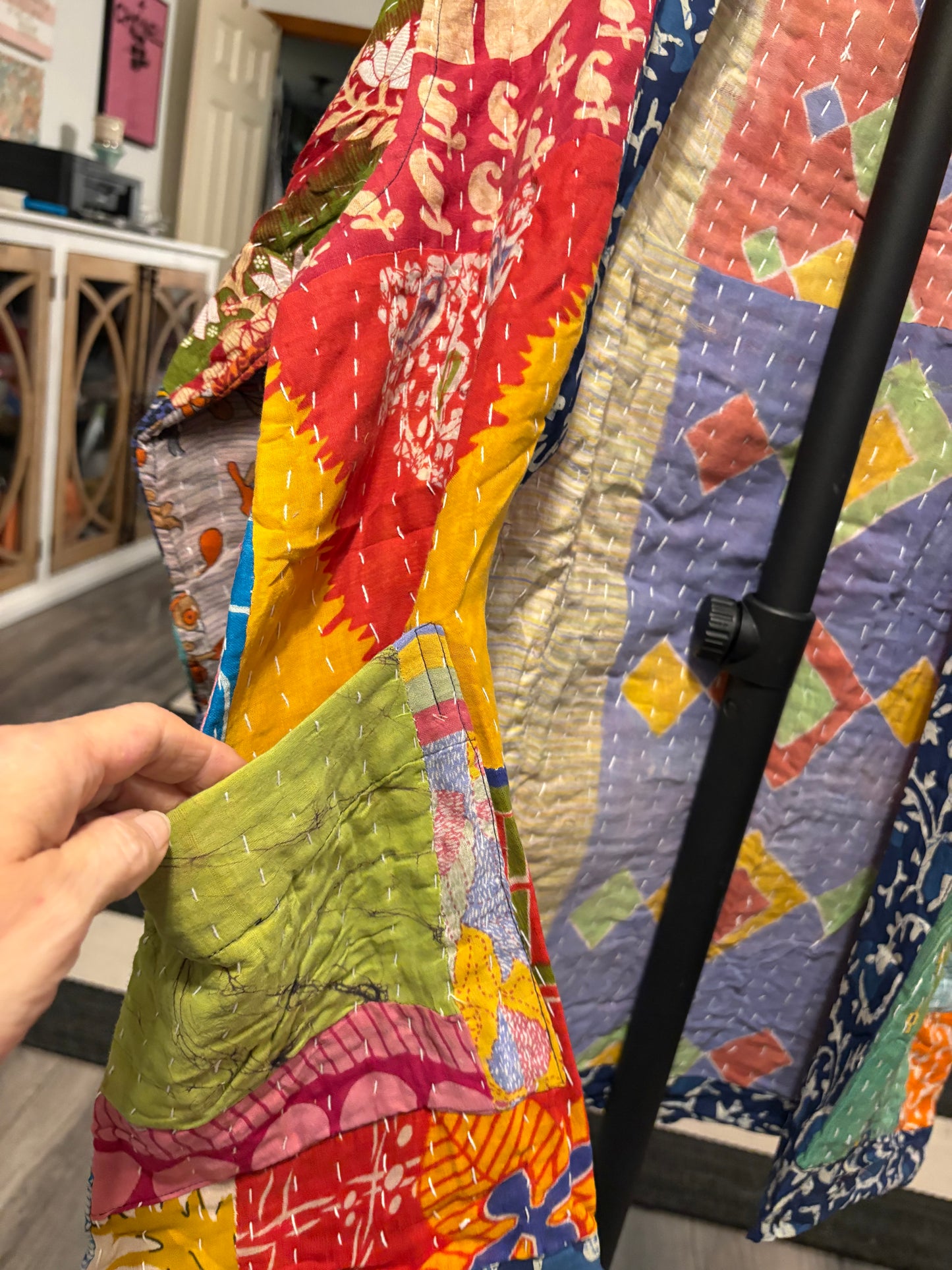 Mary Reversible Kantha Quilted Sari Jacket Fits a Small to Large