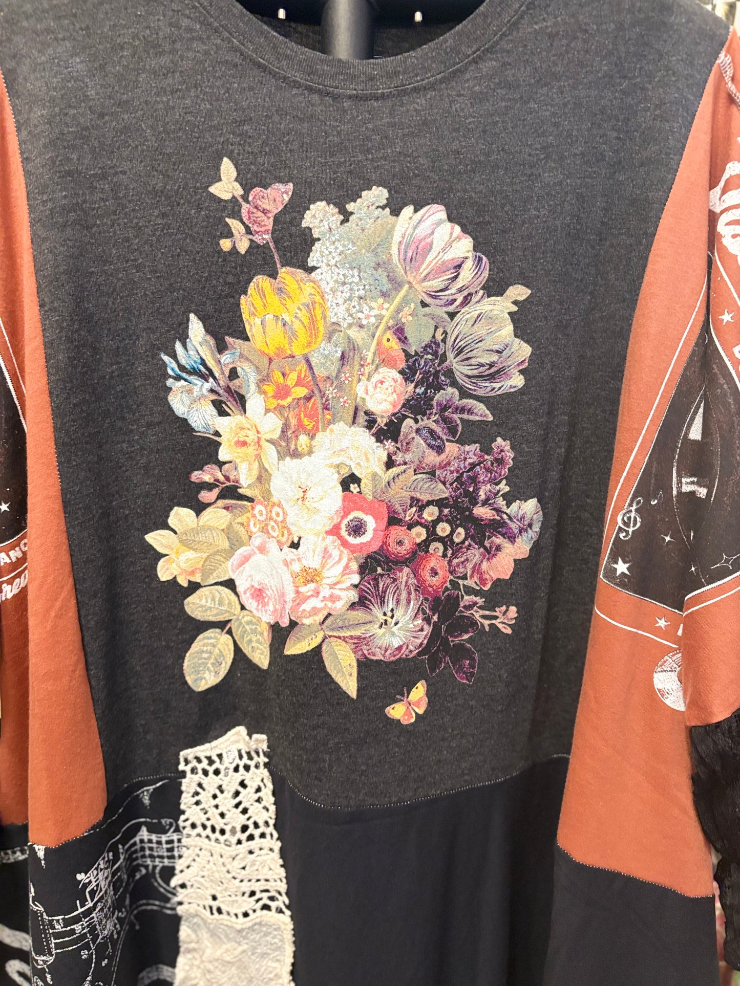 Pretty Disco Maxi Dress Upcycled Tee Dress One Size Fits a Large to 3X