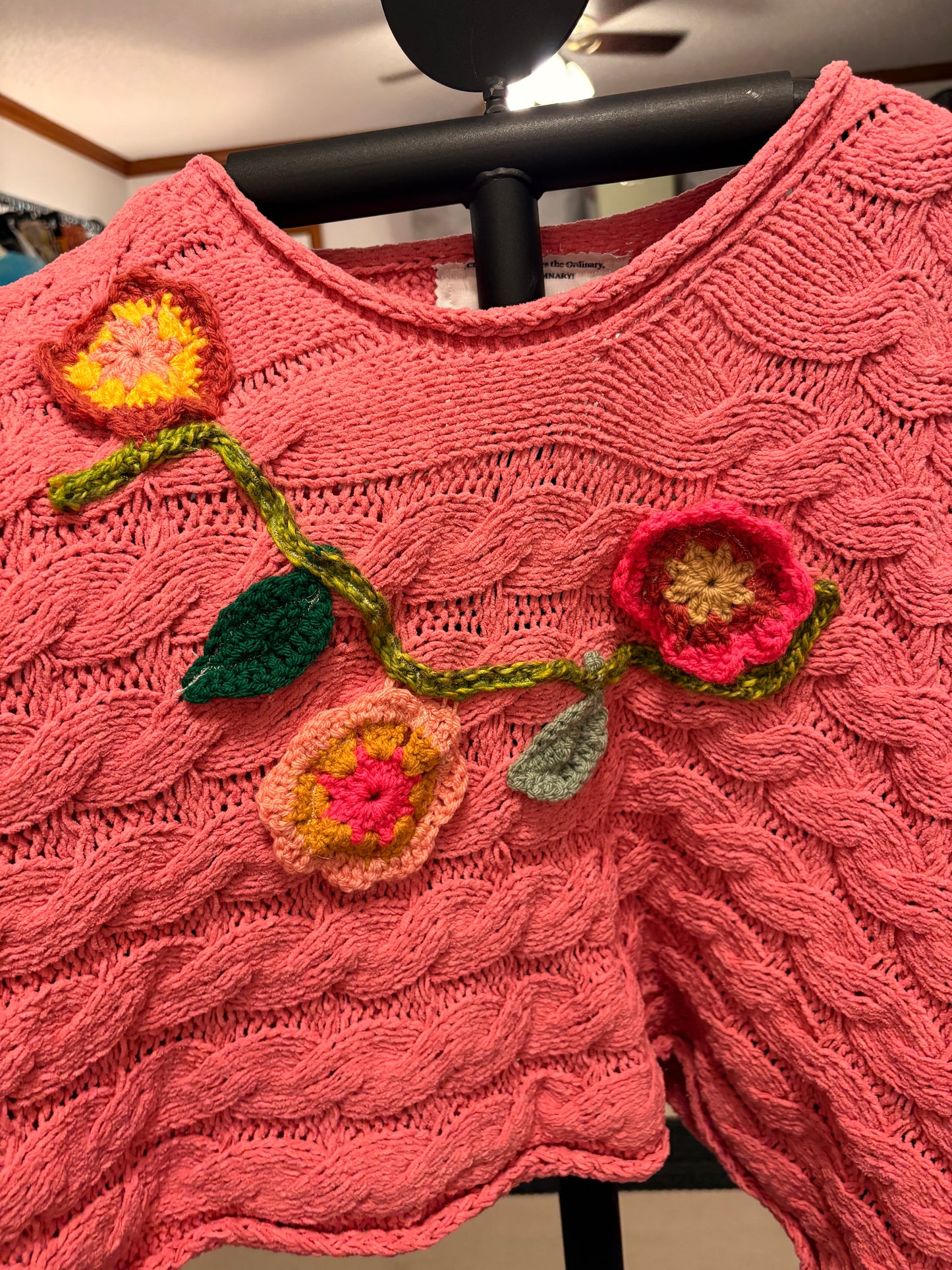 Petunia Pink Crochet Sweater