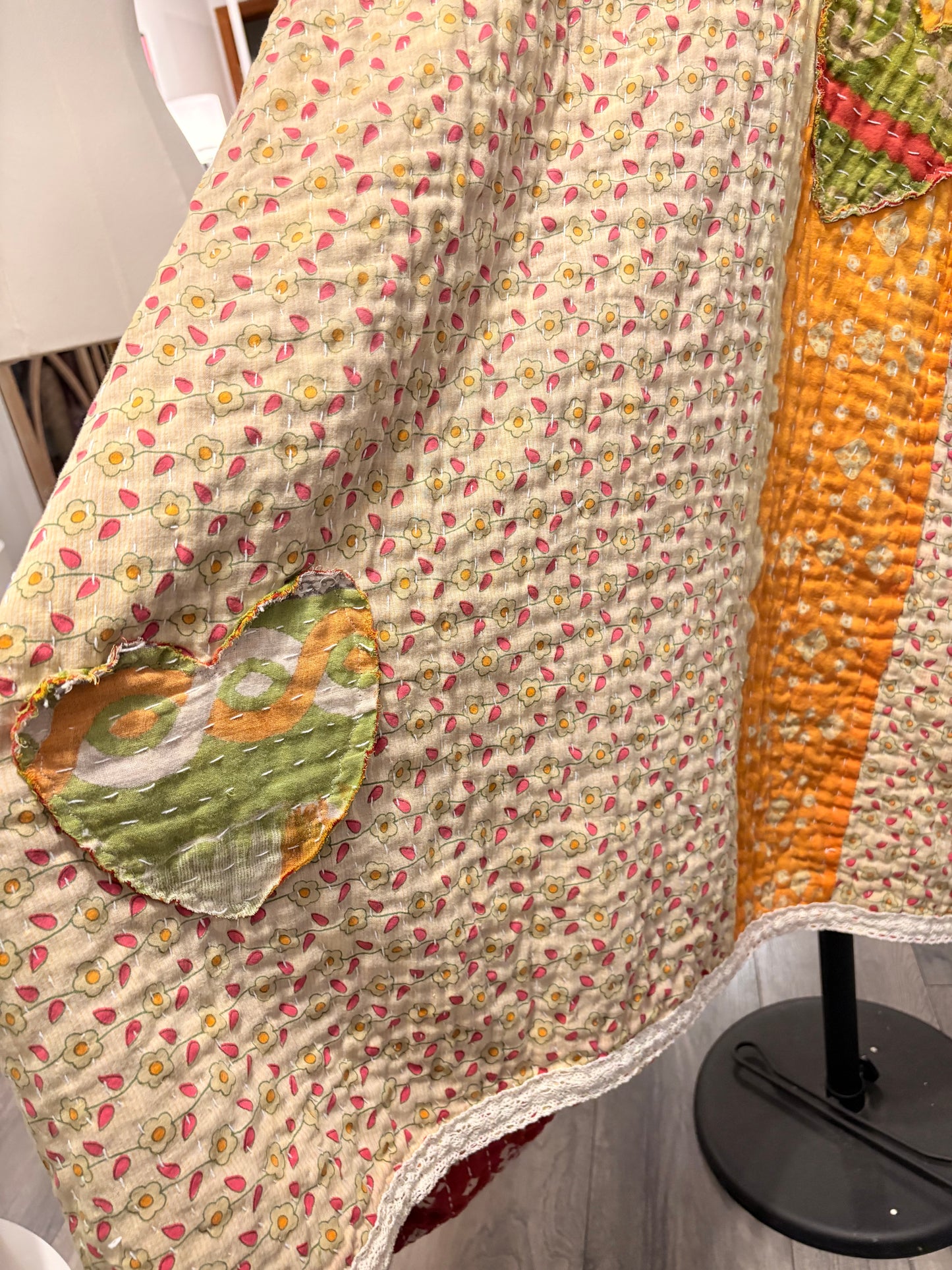 Van Gogh Upcycled Vintage Kantha Quilt ART Jumper One Size Fits A Small to XL Oversized