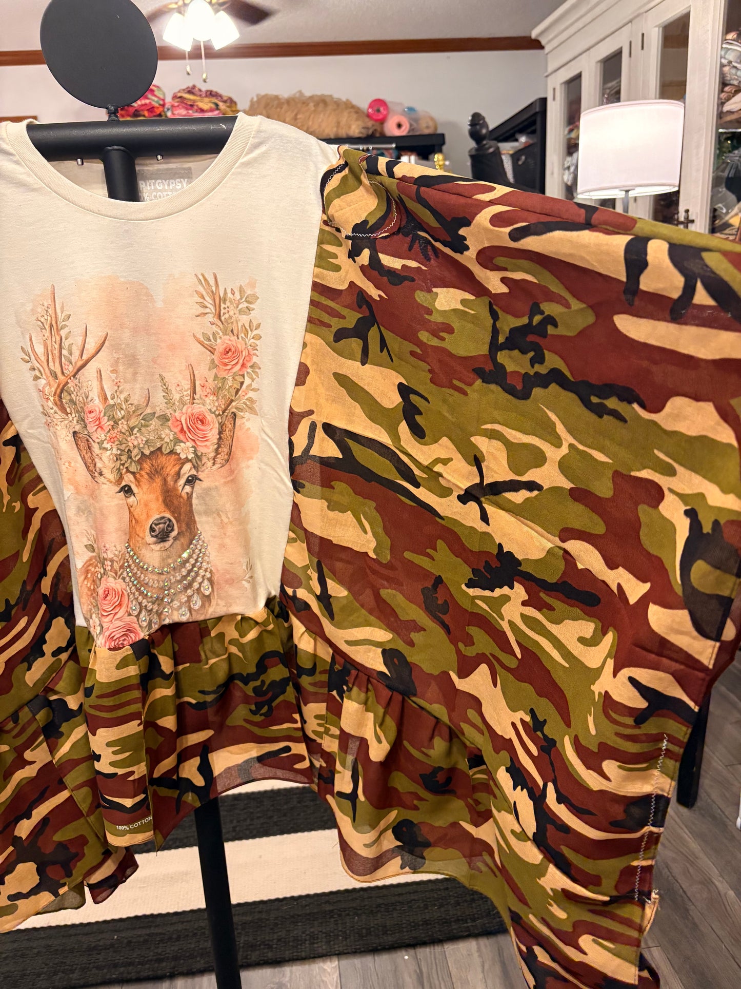 Deer Me Camo Bandana Ruffled Poncho One Size Fits a Small to 3X