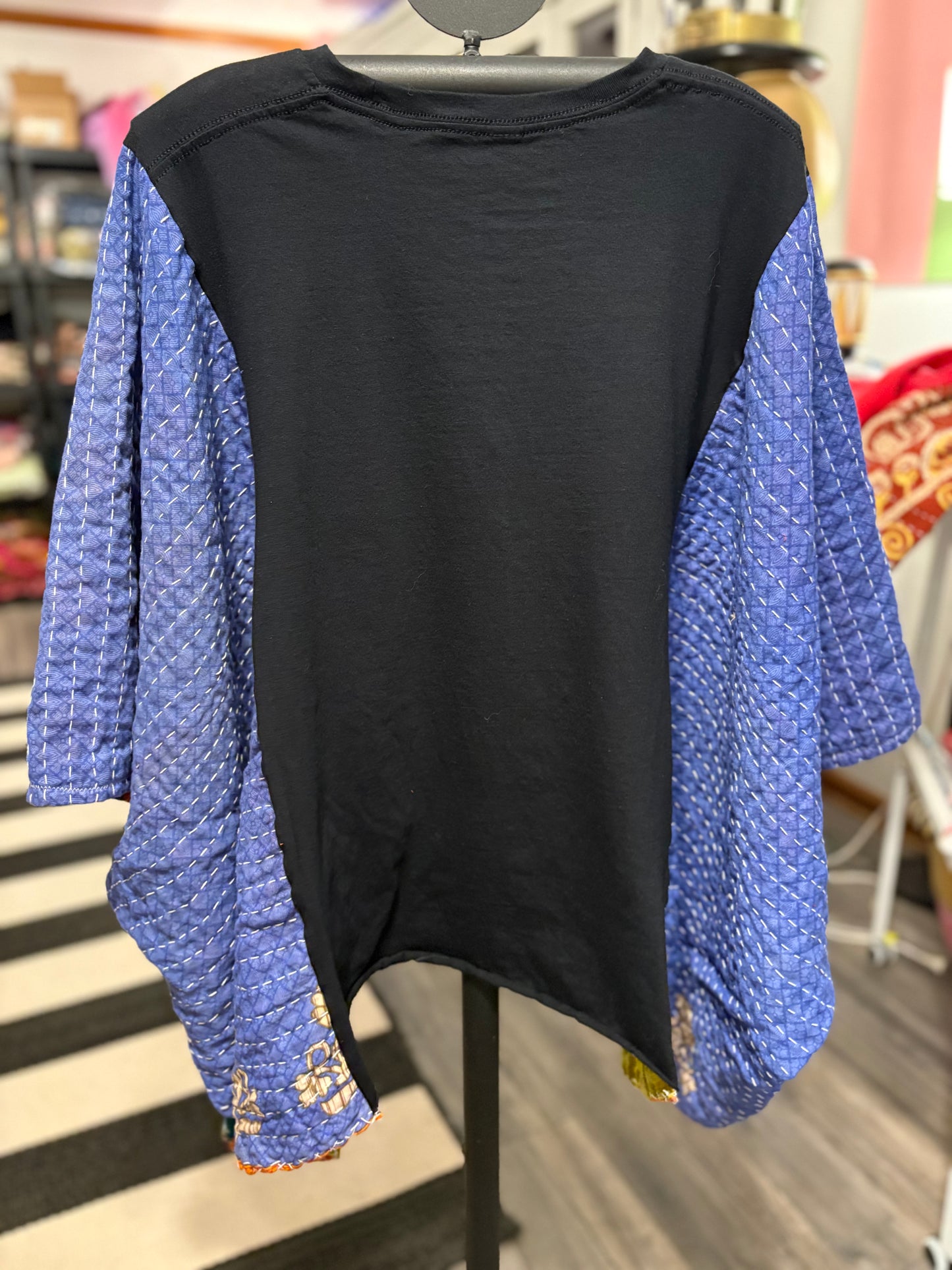 Dolly Upcycled Vintage Kantha Poncho Tee Fits A Size Small to XXL