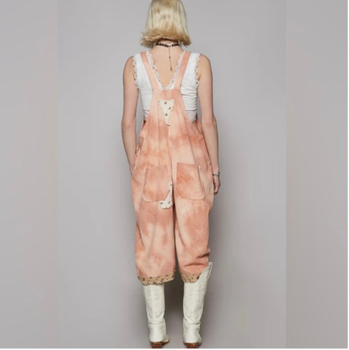 Pumpkin Patchwork Cropped Overalls