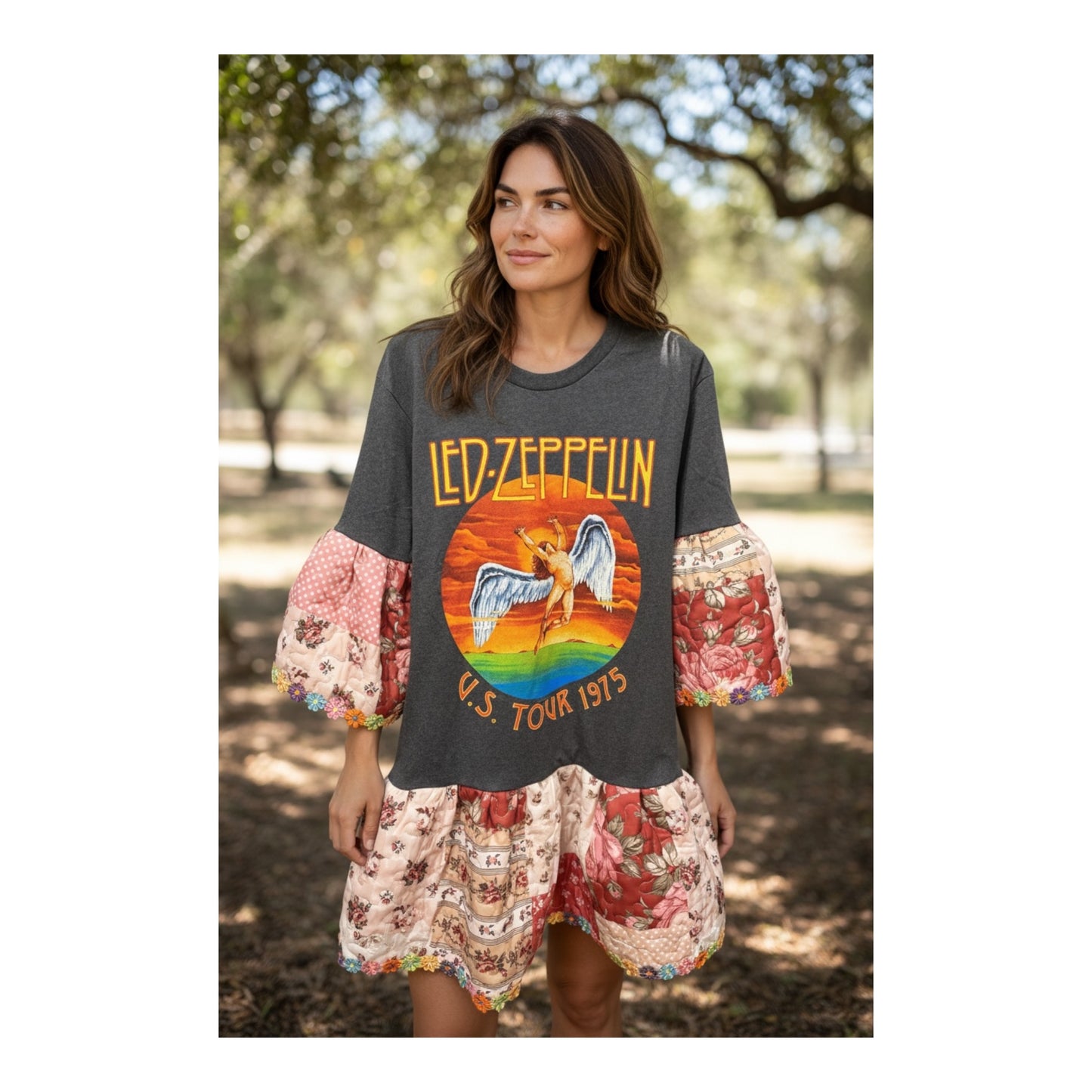 Zeppelin Upcycled Quilt Jumper One Size Fits Small to Large (4-12) Oversized!