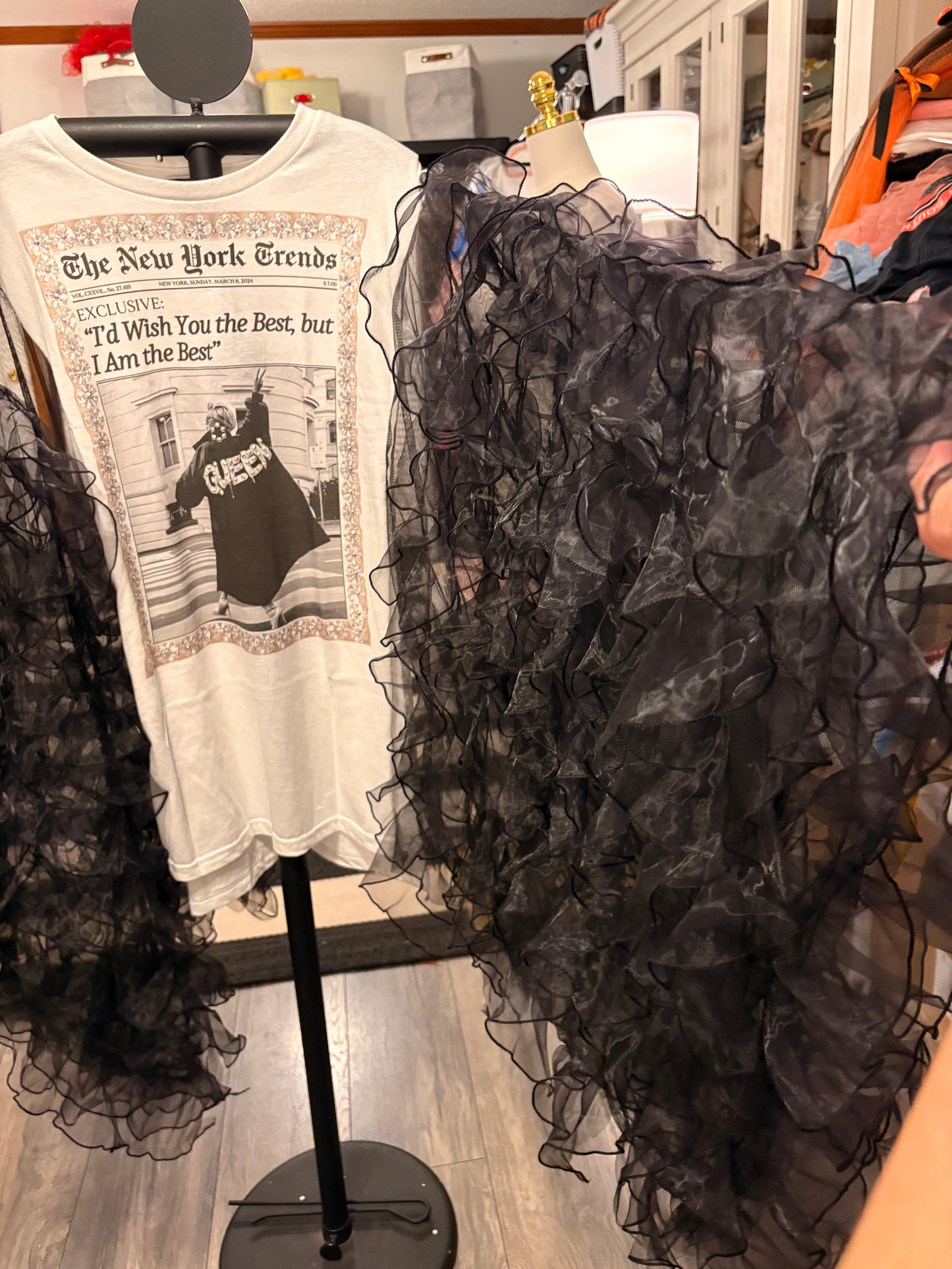 The Queen Rockstar Ruffle Top One Size Fits a Small to 3X