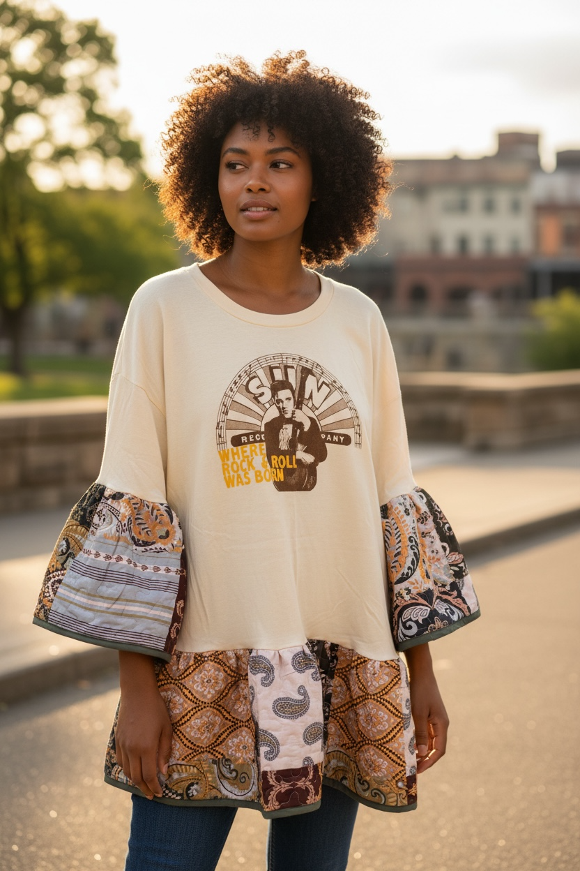 Home of Rock Upcycled Quilt Jumper One Size Fits a Large to 2X (10-18) Oversized!