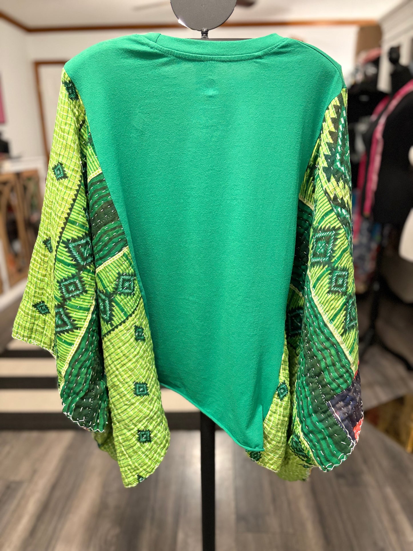 Hugs Upcycled Vintage Kantha Poncho Tee One Size Fits a Small to XXL