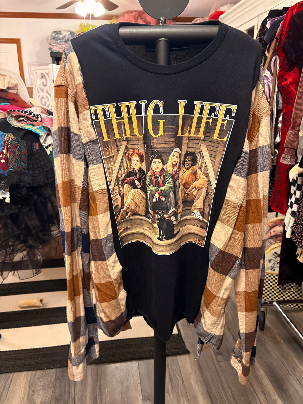 Thug Life Tee Flannel One Size Fits Small to Large