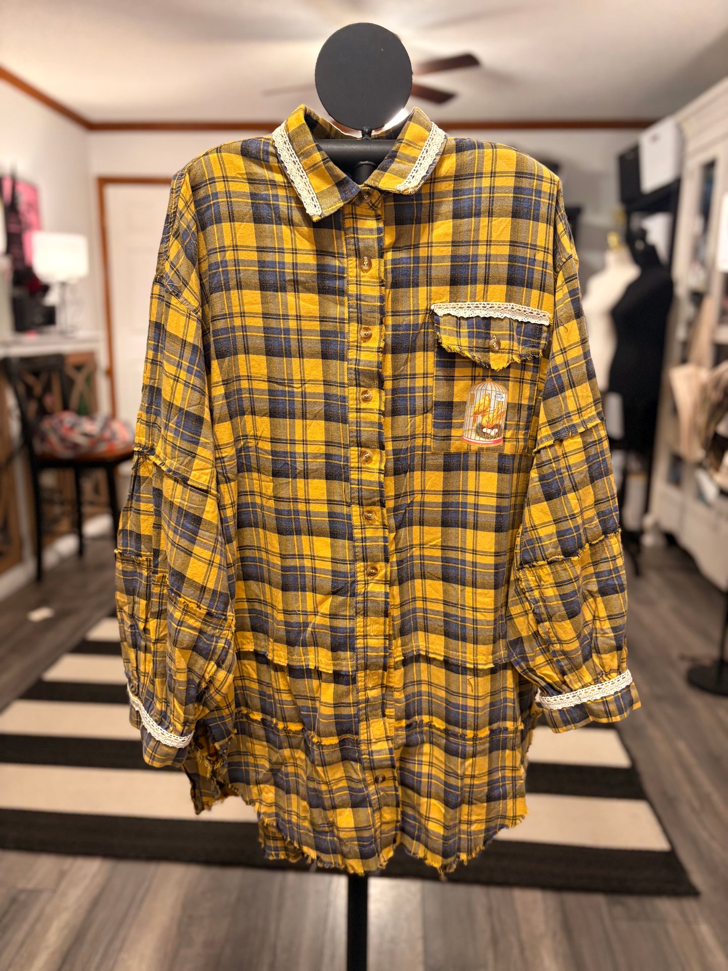 Ruffle Feathers “Junk” Flannel Very Long Length One Size Fits an XXL-3X 16-20