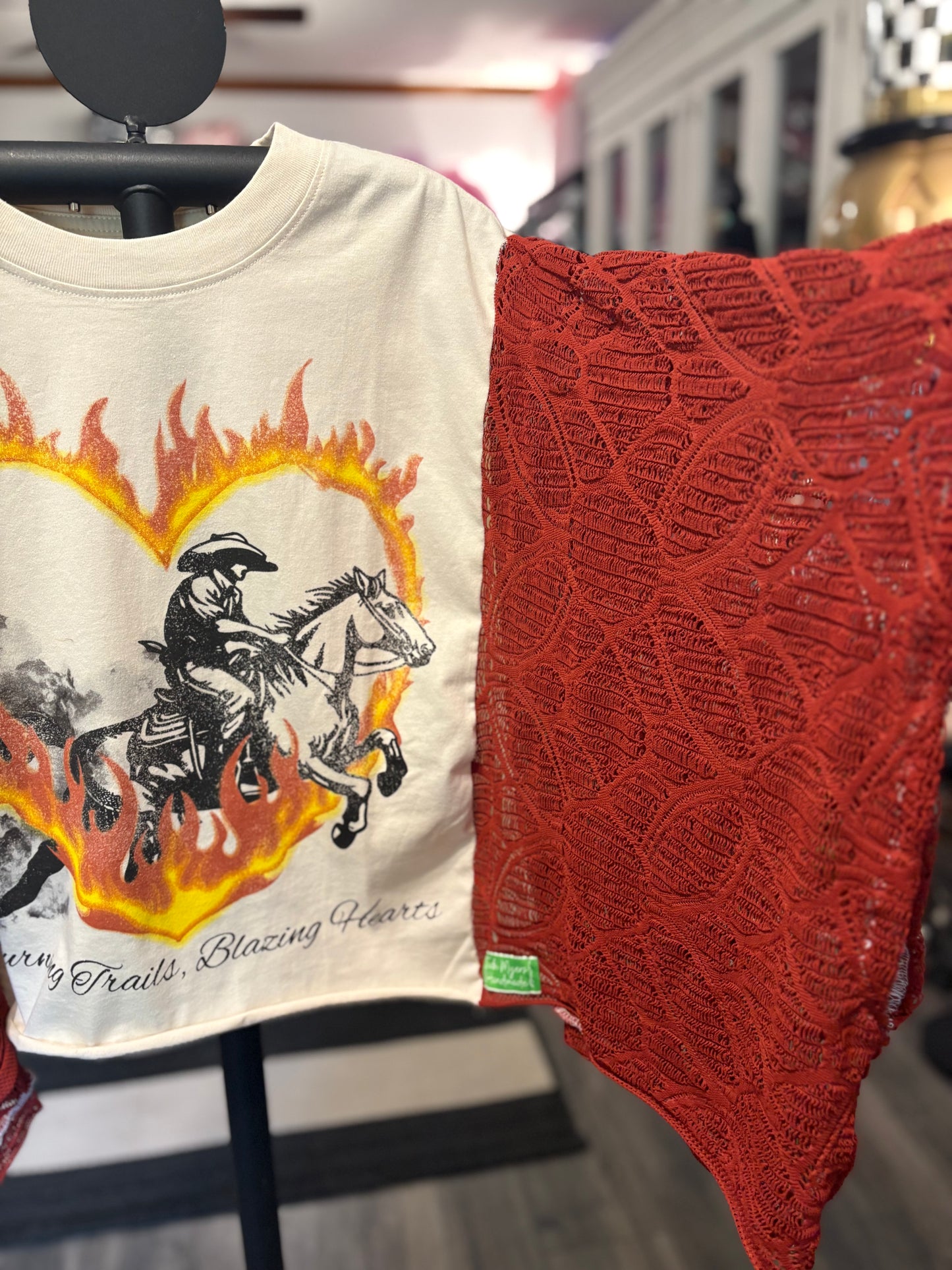 Cowboy Heart Upcycled Crochet Tee One Size Fits a Small to XXL