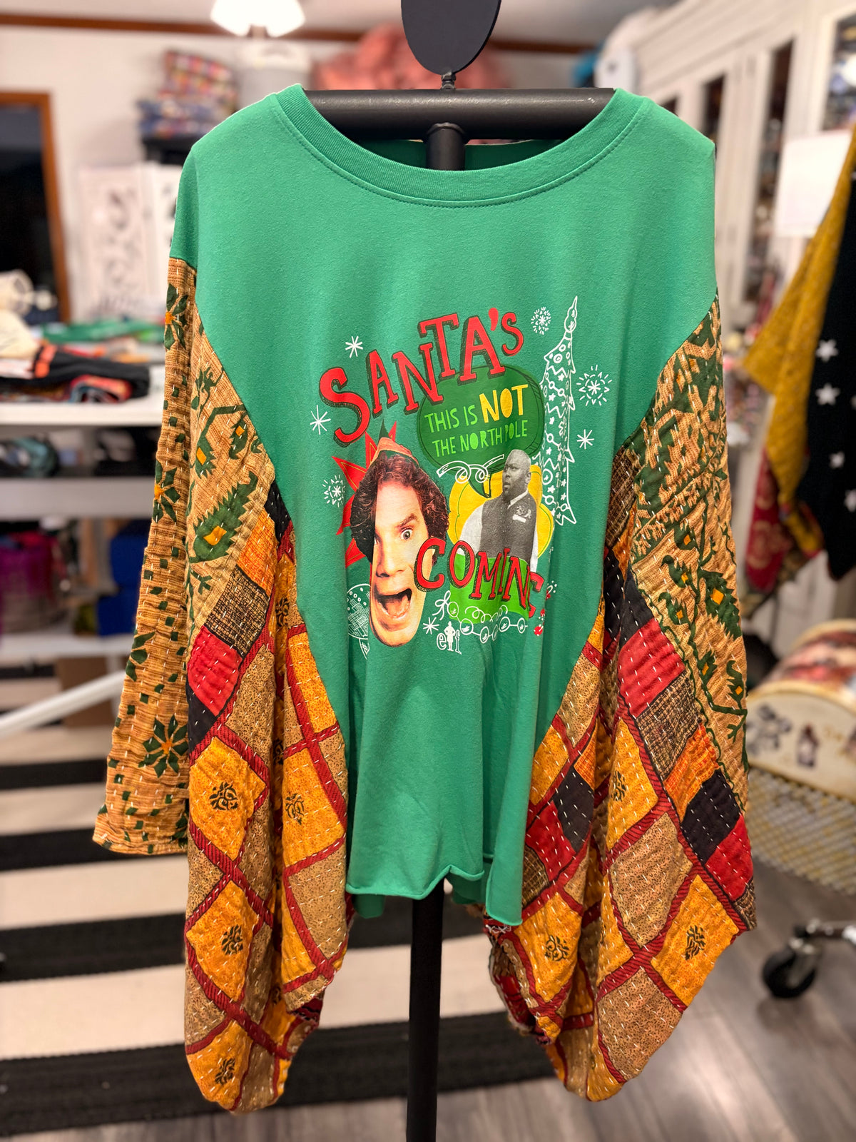 Santa’s Coming! Vintage Kantha Poncho One Size Fits a Small to XXL