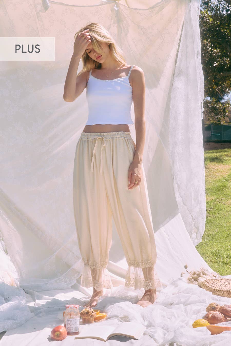 Plus Relaxed Bloomer Pants: LT Pink / Plus Size / XL