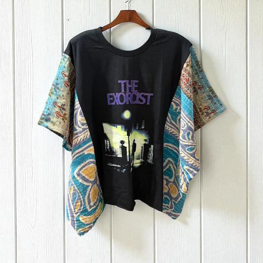 Exorcist Upcycled Kantha Closed Side Poncho Fits a Small to 3X Super Oversized