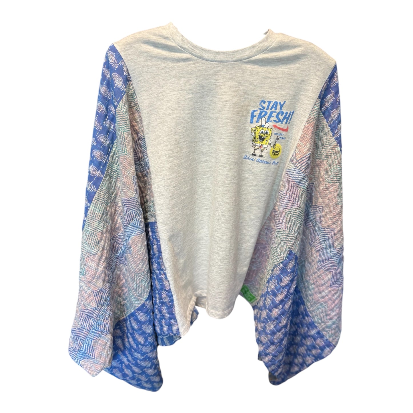 Krabby Patty Upcycled Vintage Kantha Poncho Tee Fits A Small to XL