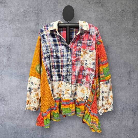 Violetta Upcycled Vintage Kantha Dress/Long Shirt One Size Fits Most