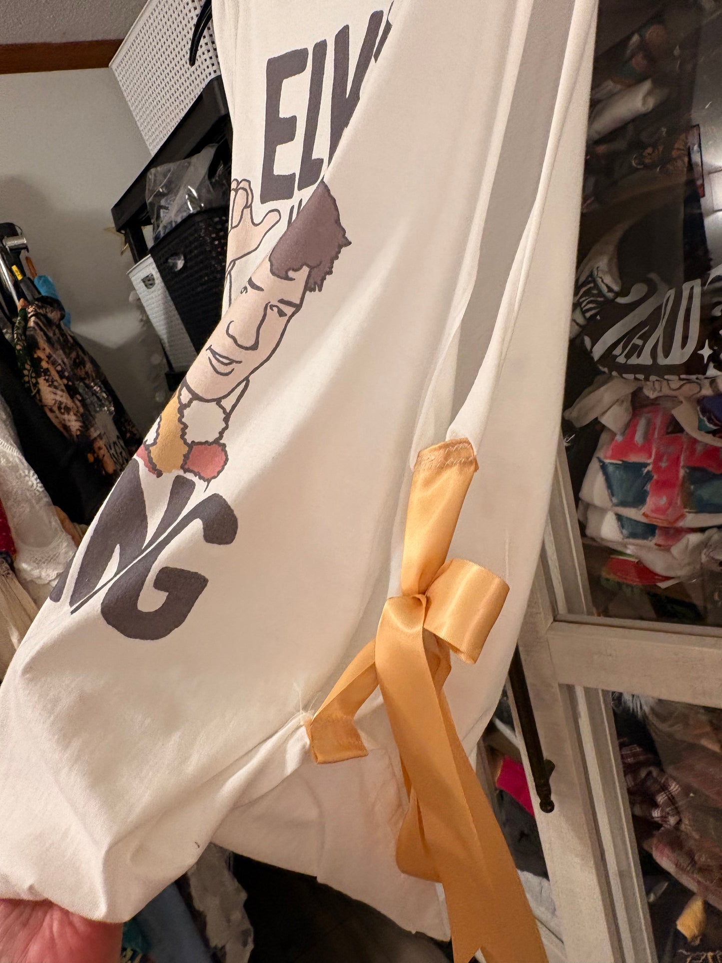 Elvis Has Left The Building Upcycled Ribbon Tank One Size Fits Small to 2X