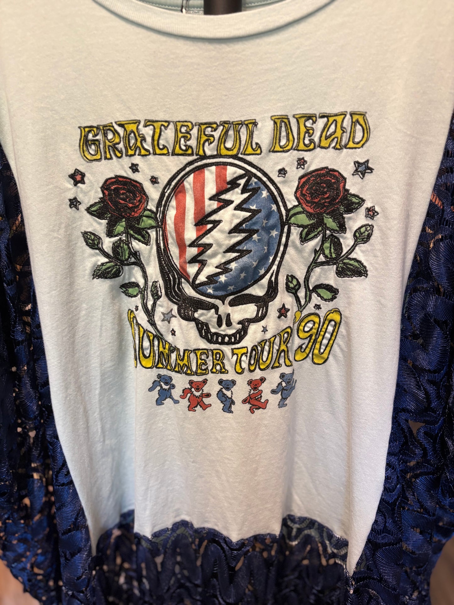Grateful Dead Upcycled Drop-Sleeve Tee One Size Fits a Large to 4X