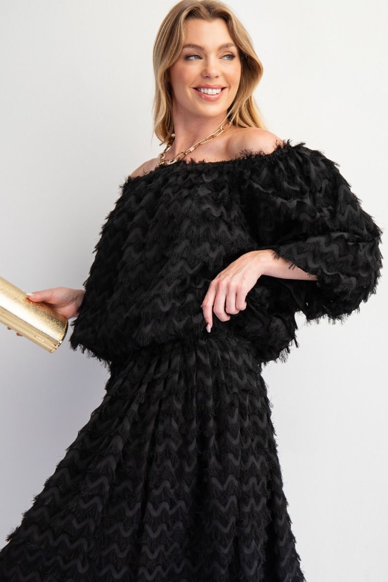 Mohair Chiffon Bubble Sleeve Blouse