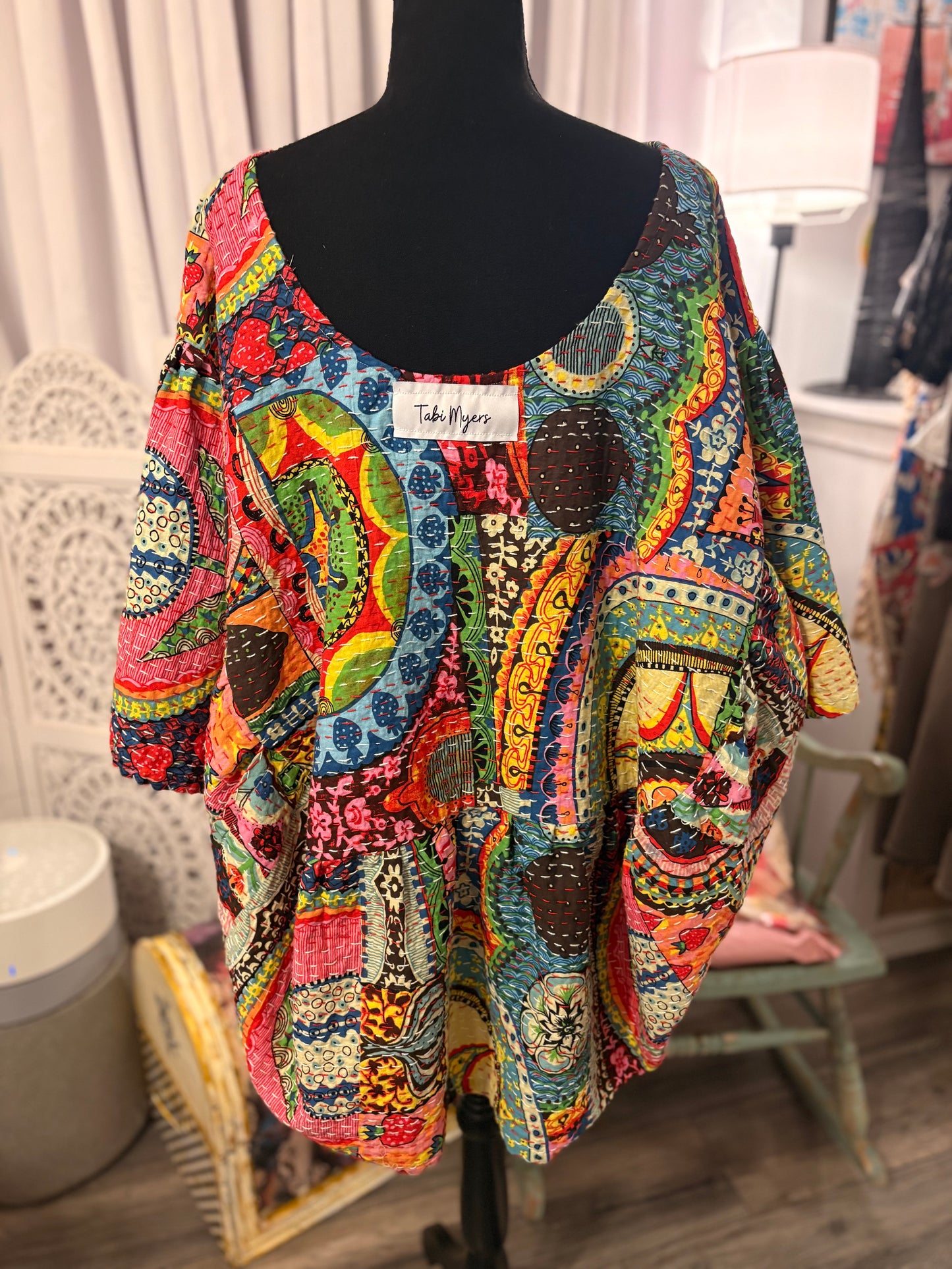 Dee Kantha Circle Top One Size Fits a Small to 3X