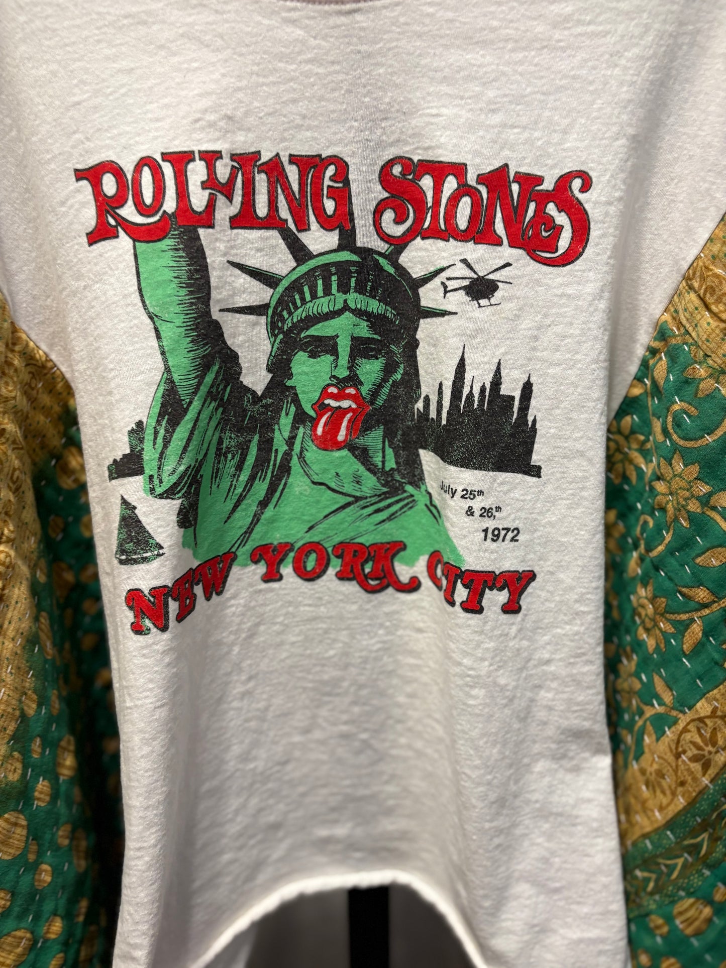 Stones US Tour Upcycled Vintage Kantha Poncho Tee Fits A Size Small to XXL