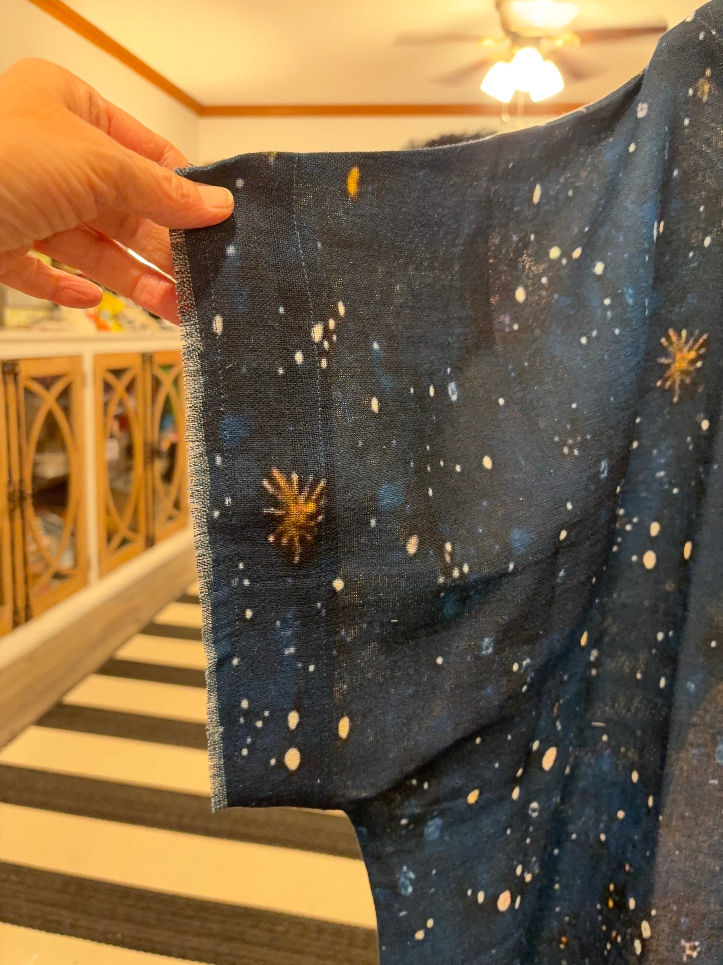 Hi-Lo Tunic with Girl Under Night Sky & Planet Print