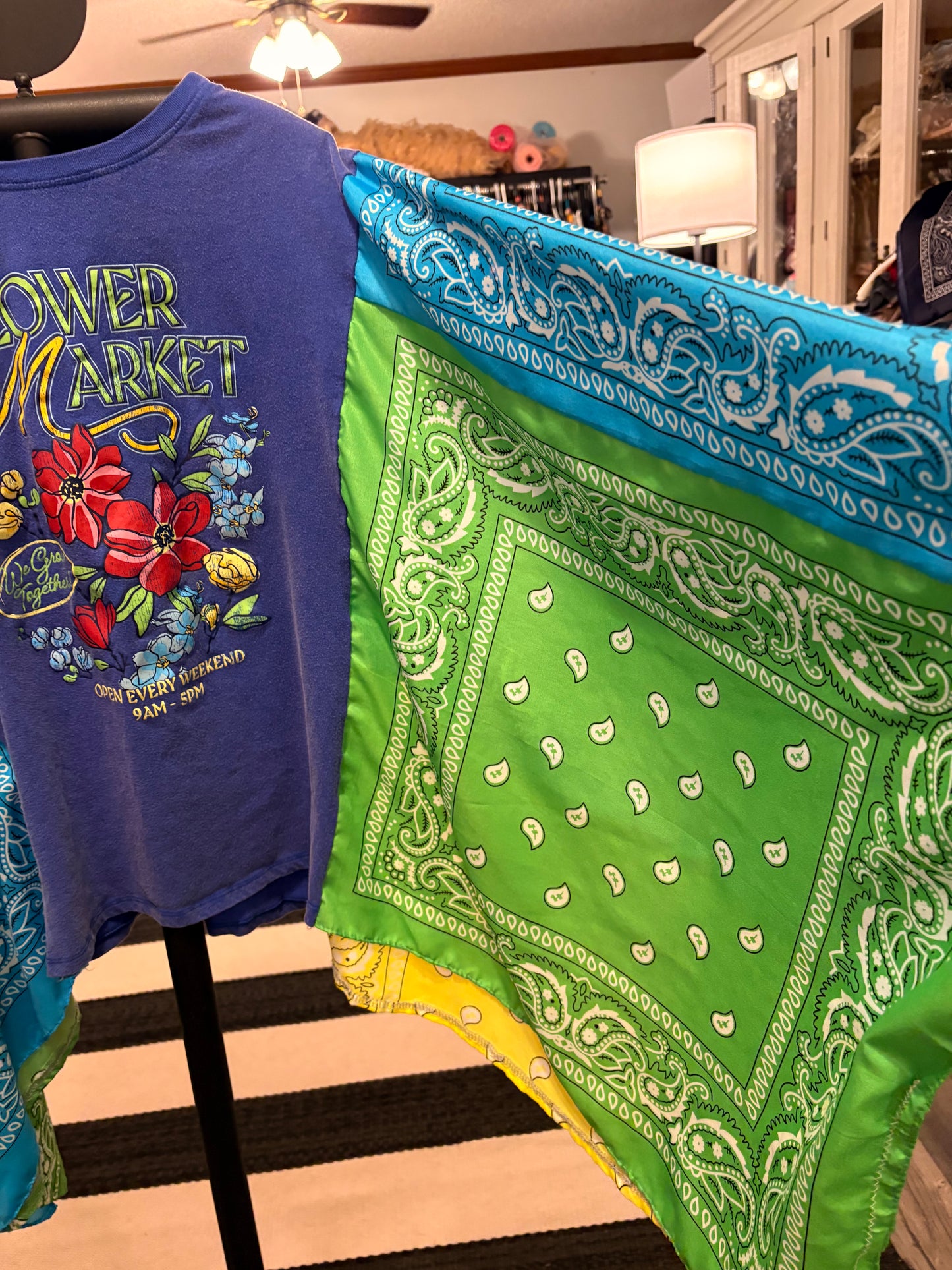 Flower Market Bandana Poncho Tee Fits a Small to XL