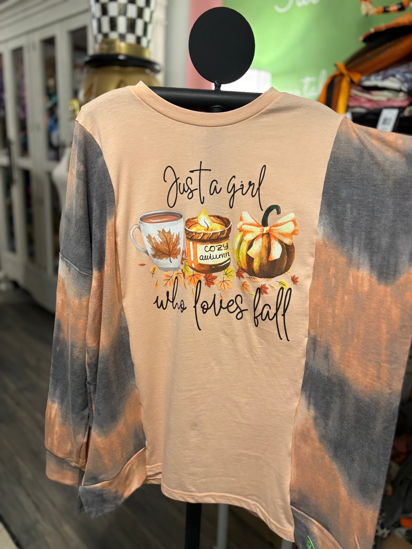 Fall Lover Upcycled Drop-Sleeve Tee One Size Fits a Small to XXL