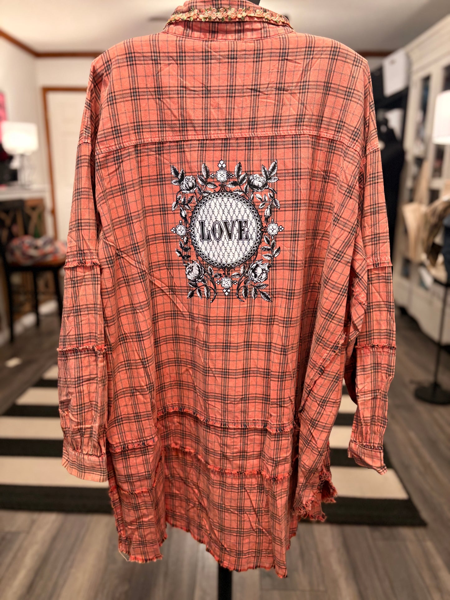 Love “Junk” Flannel Very Long Length One Size Fits an XXL-3X 16-20